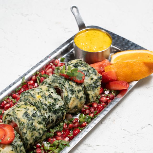 املت  اسفناج با سالساى انار (میوه فصل)|Spinach omelet