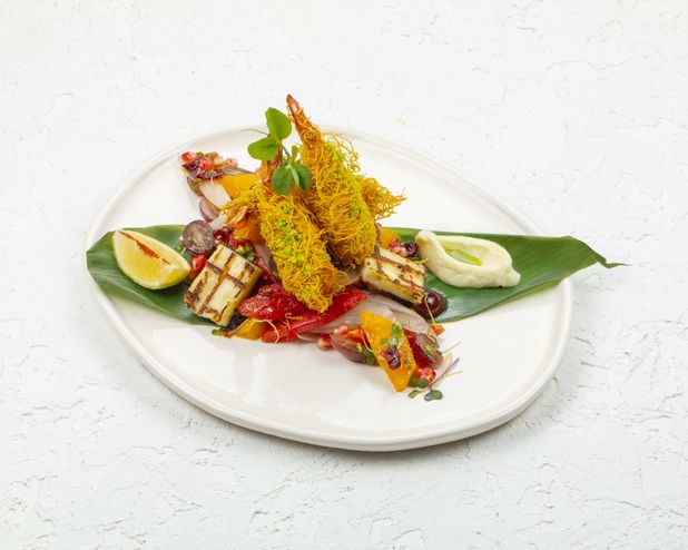 سالاد کرنبری پرتقال با میگو | Cranberry & Orange Salad with Shrimp